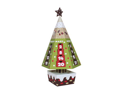 【纸模型】圣诞树圣诞节日历手工纸模型的制作教程与纸模图纸