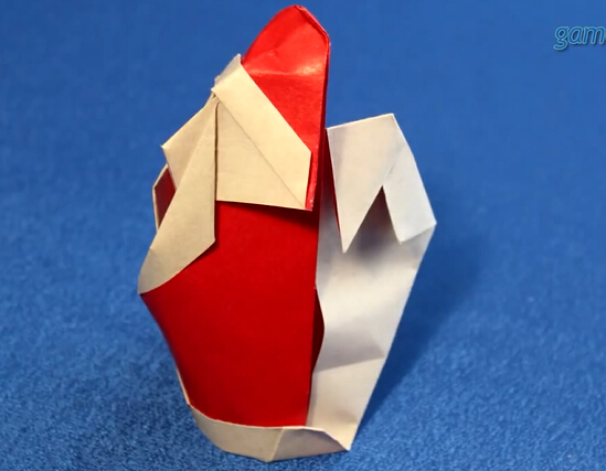 背包裹的手工折纸圣诞老人的折法视频教程