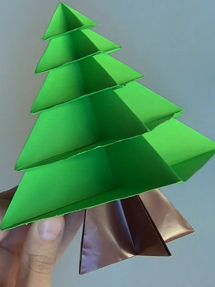 圣诞树简单组合折纸手工制作教程