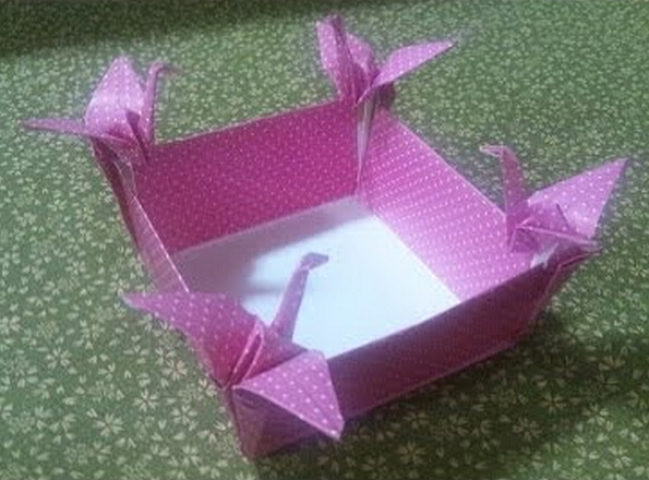 折纸千纸鹤盒子的折法视频教程教你如何制作四角折纸千纸鹤收纳盒