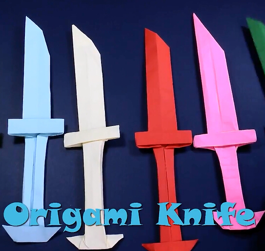 折纸匕首、折纸小刀儿童折纸视频教程