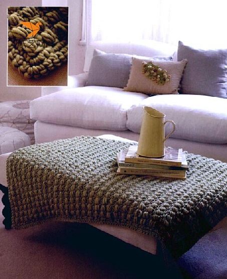 旧毛线手工编织茶几毯地毯的图片教程