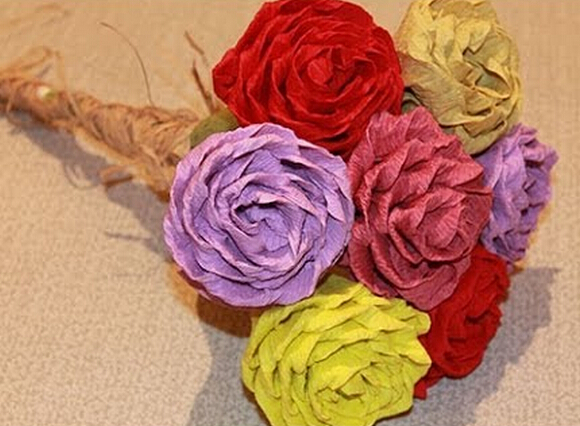 纸玫瑰大全|皱纹纸玫瑰花手工制作方法
