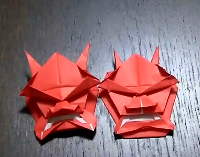 万圣节面具折纸魔鬼面具的手工制作方法教程