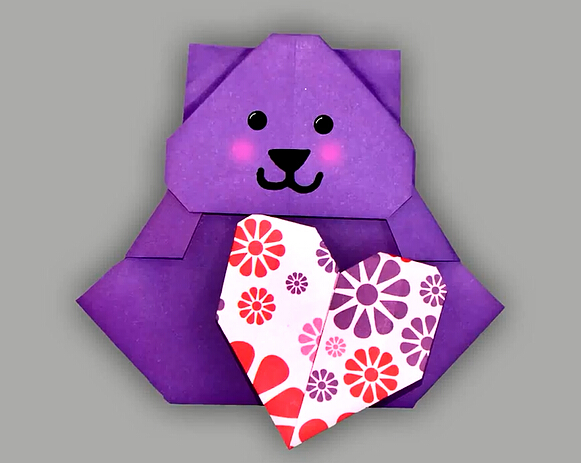 情人节手工礼物折纸心折纸小熊的手工折纸视频教程