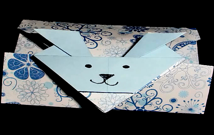 儿童折纸小兔子信封的折纸视频教程