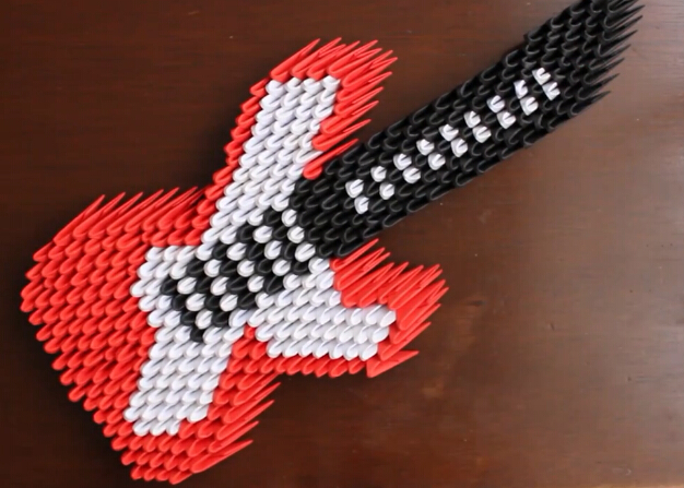 折纸三角插吉他的手工制作DIY视频教程