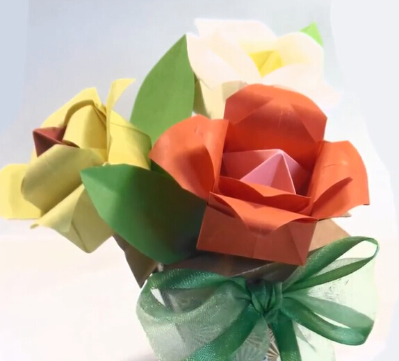 折纸玫瑰花怎么叠大全|手工折纸玫瑰花新做法