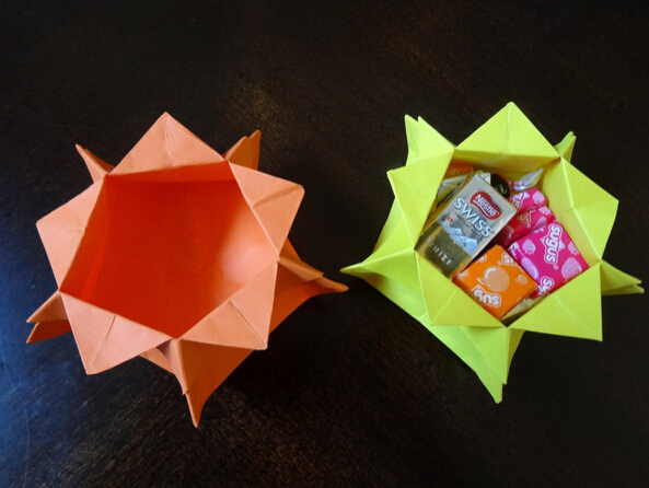 五角星折纸盒子的折纸视频教程|五角收纳盒折法