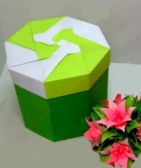 六边形折纸礼盒手工折纸视频教程|六角形收纳盒的折法