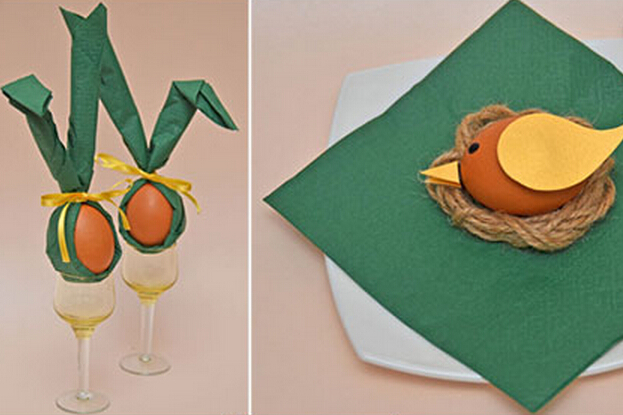 利用餐巾纸创意装饰鸡蛋来装饰餐桌的方法教程