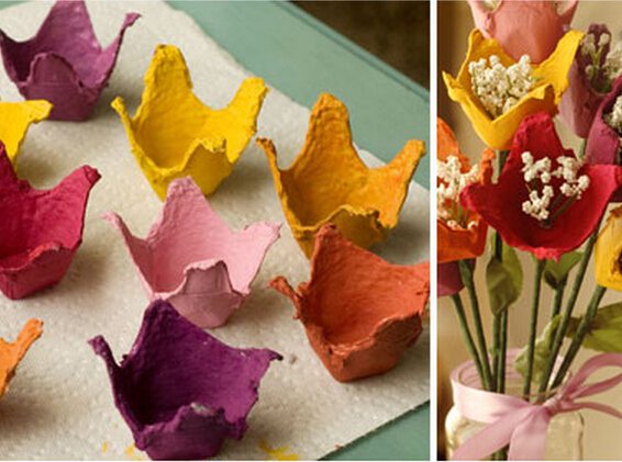 废物利用鸡蛋蛋托制作漂亮花朵装饰的教程图解