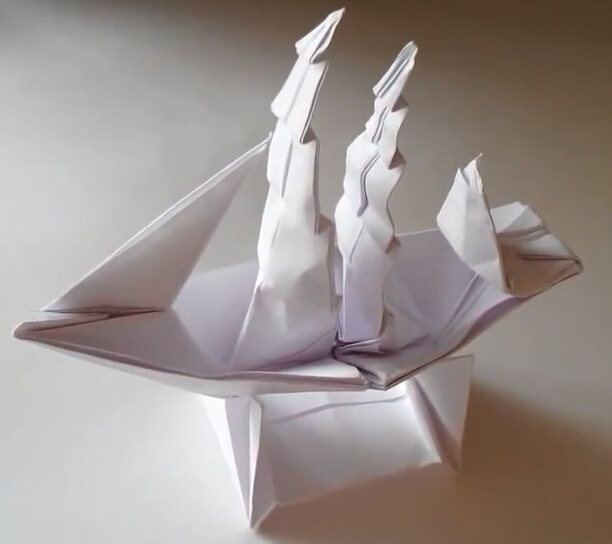 超酷折纸船|仿真折纸船的折法教程