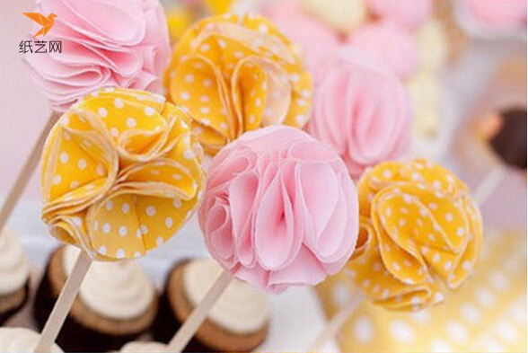 婚礼甜点装饰花的布艺手工制作教程