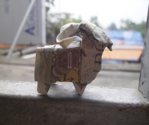 钱币折纸山羊的折纸视频教程