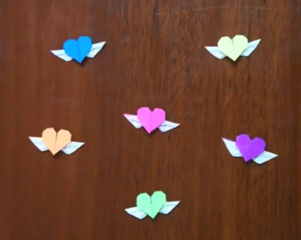 情人节简单带翅膀的折纸心的折纸视频教程