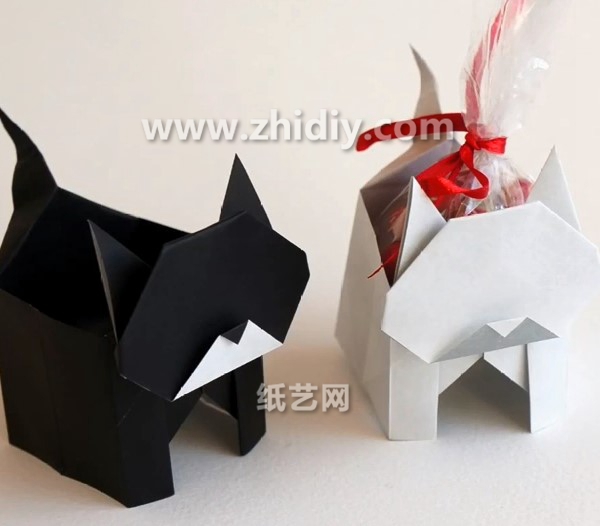 手工折纸小猫盒子的折法教程手把手教你学习如何制作折纸小猫盒子