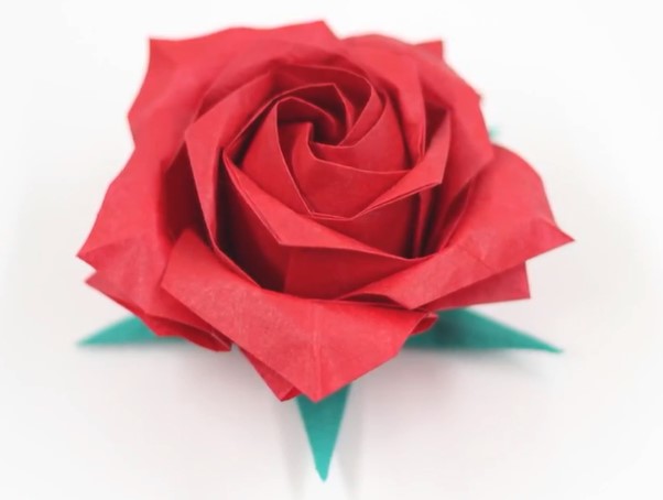 折纸玫瑰花大全—五瓣折纸玫瑰花手工折法教程