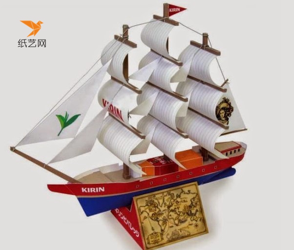 【纸模型】红海帆船手工纸模型图解免费下载和纸模型教程