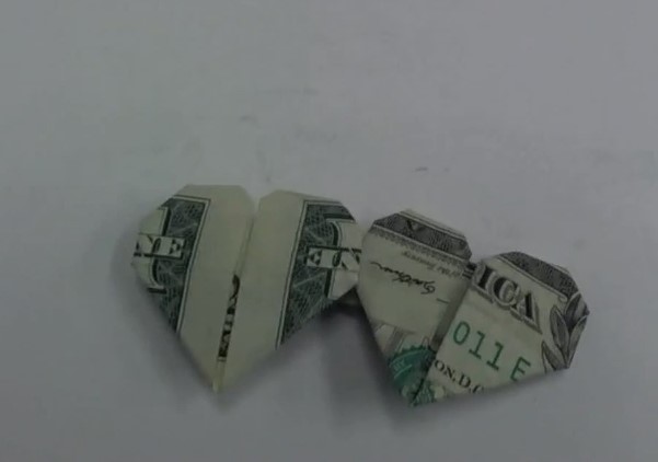 情人节美元折纸双心的折纸心手工制作方法教程