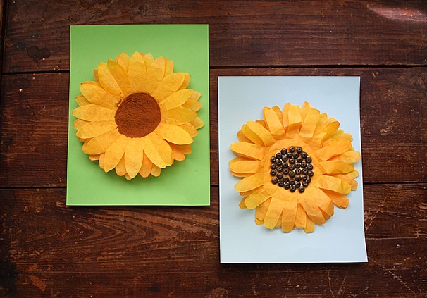 咖啡滤纸纸花创意太阳花的简单制作方法