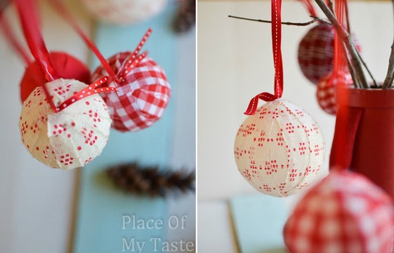 圣诞节圣诞树装饰小球的布艺手工制作教程