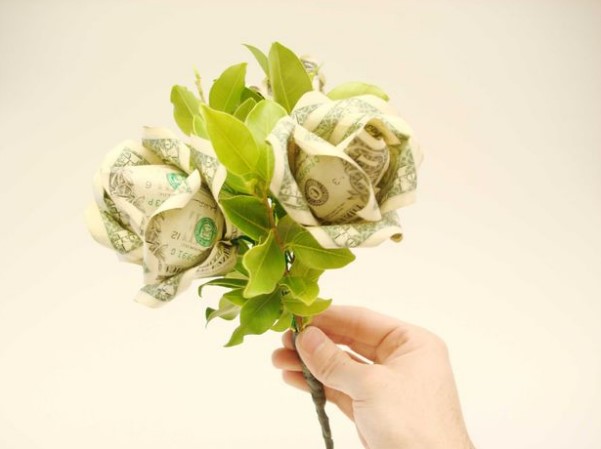 手工制作多美元纸玫瑰金玫瑰结婚礼物制作教程
