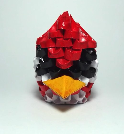 折纸三角插小红鸟红色愤怒的小鸟制作教程