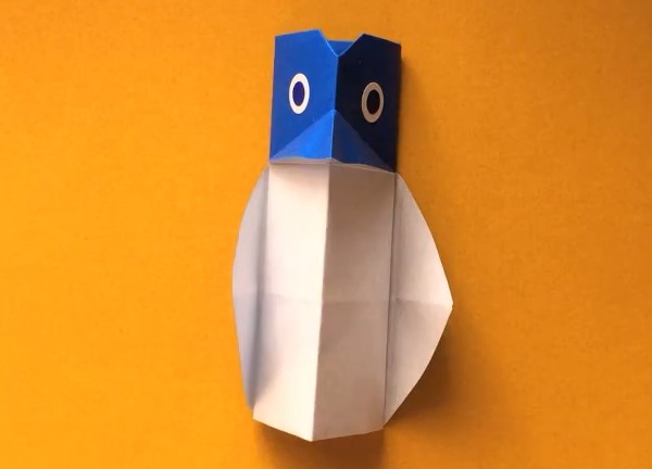 三角立体儿童折纸企鹅的手工折纸制作教程