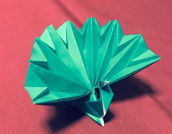 立体折纸孔雀的折法制作教程