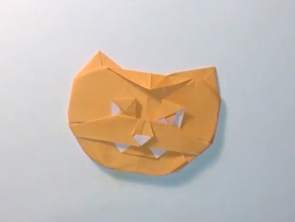 创意立体万圣节折纸恶魔之脸的折法制作教程