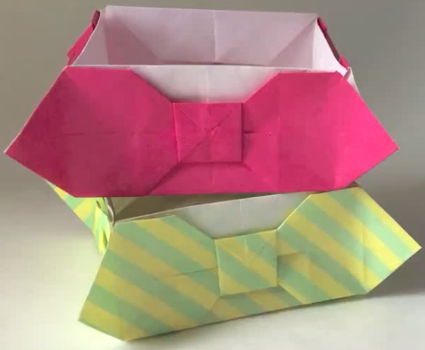 父亲节领结折纸盒子收纳盒的折法制作教程