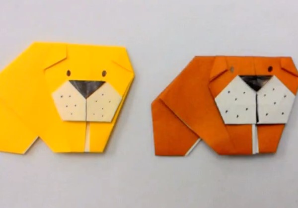 简单儿童折纸斗牛犬的折纸视频教程