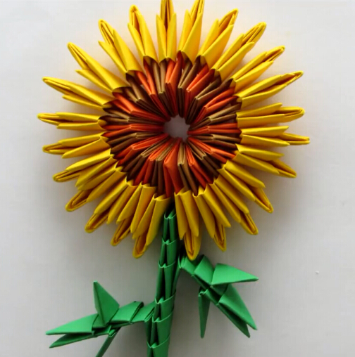 模块折纸花向日葵的手工折法制作教程
