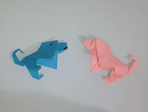 手工立体折纸小狗的折法制作教程手把手教你学习如何制作折纸小狗
