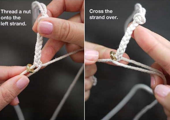 用基本的编织技巧编织出手链的结构来