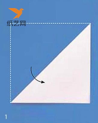 我们在制作剪纸雪花的最初，就要用一张正方形的纸张，对角对折