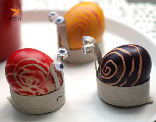 废物利用卫生纸筒制作创意小蜗牛复活节彩蛋