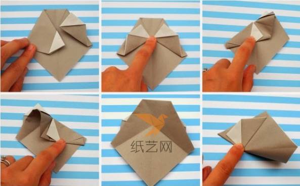 简单的手工折纸人面教程制作第三步