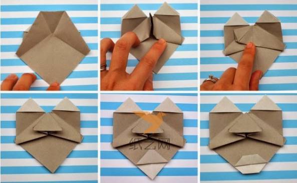独特创意手工折纸人面制作第四步