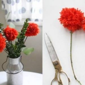 毛线蓬蓬球花朵的手工DIY制作教程