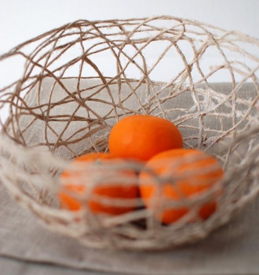 创意麻绳编织的水果篮子手工制作教程