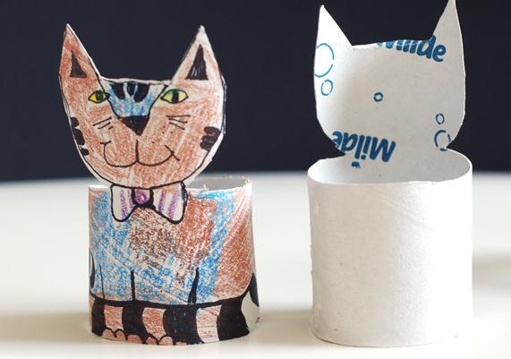 卫生纸筒的废物利用儿童手工制作猫咪教程
