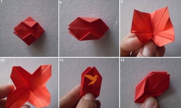 我们可以看到换个手工折纸花的基本折法和折纸郁金香的制作很像哦