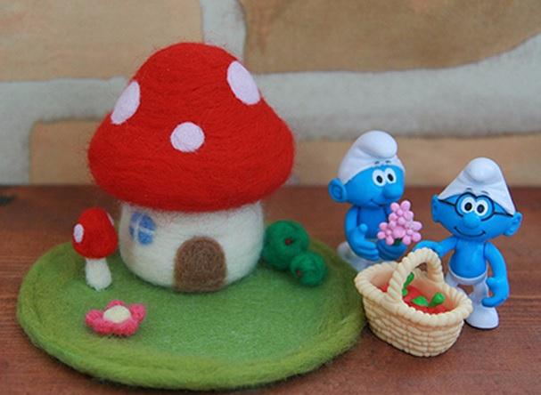 童话蘑菇房子羊毛毡制作教程
