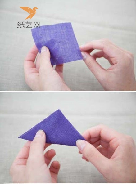 裁剪出方形布片对折