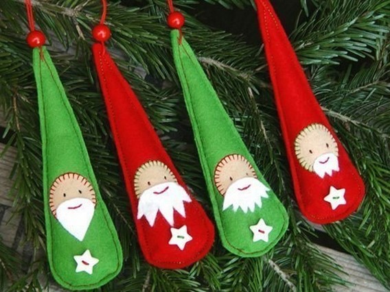 圣诞节用不织布做圣诞老人圣诞树吊饰
