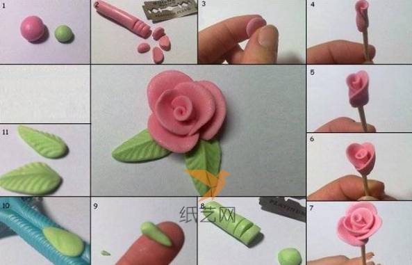 这个是用超轻粘土制作玫瑰花的教程
