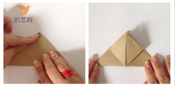 折叠成，大三角形中折叠出一个四角菱形