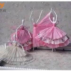 纸艺教程用铁丝和纸巾做成的跳舞女孩的纸艺制作教程